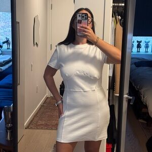 White Short Sleeve corset style Dress